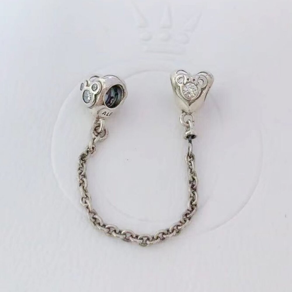 Pandora Disney Mickey Silver Safety Chain with Cubic Zirconia